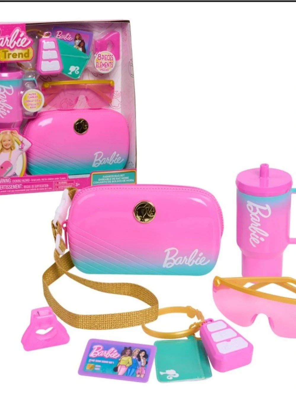 [Barbie] NIB Pink to Aqua Ombre Crossbody Bag & Accessories